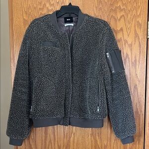 BDG Dark Gray/Black Sherpa Bomber Jacket